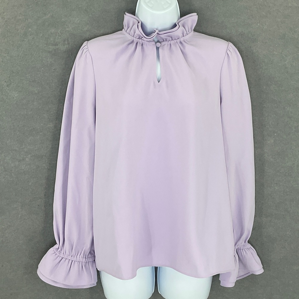 J.‎ Crew Ruffle Neck Top Womens Sz S Lavender Purple Romantic Date Night Office